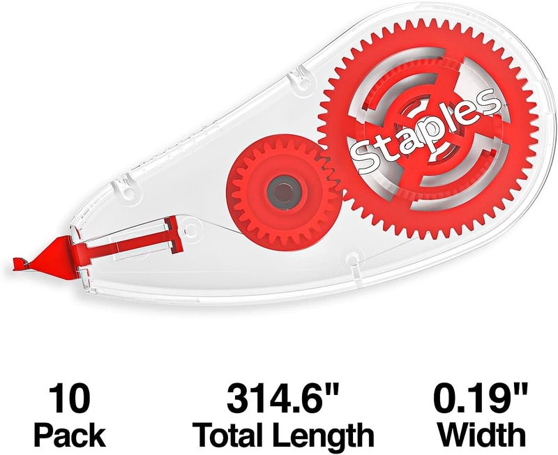 Staples Correction Tape - White Out Tape, Easy to Use, 10-Pack, Smooth Roll, Shadow-Free Corrector Tape - Image 2